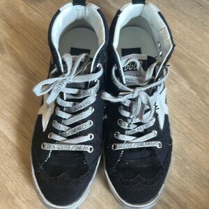 Golden Goose Black and White High-Top Sneakers